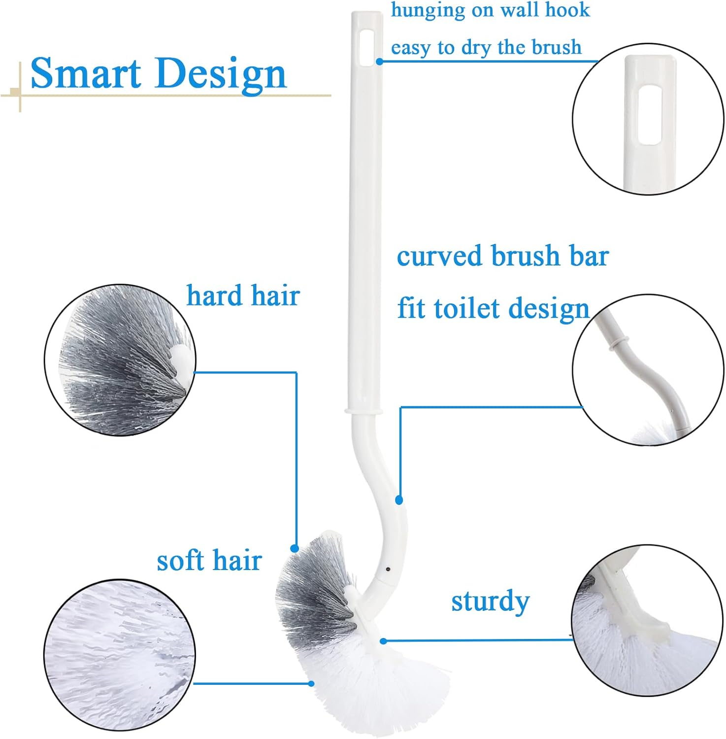 Curved Toilet Brush with Holder for Deep_cleaning Under the Rim