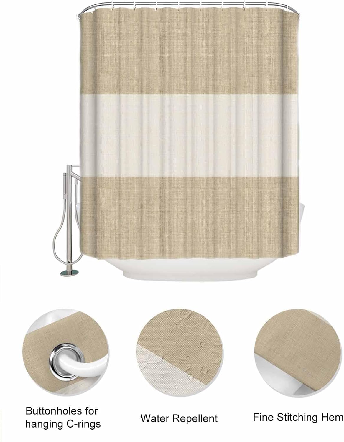ZFUNCING Shower Curtain with Mesh Organizer and Hooks