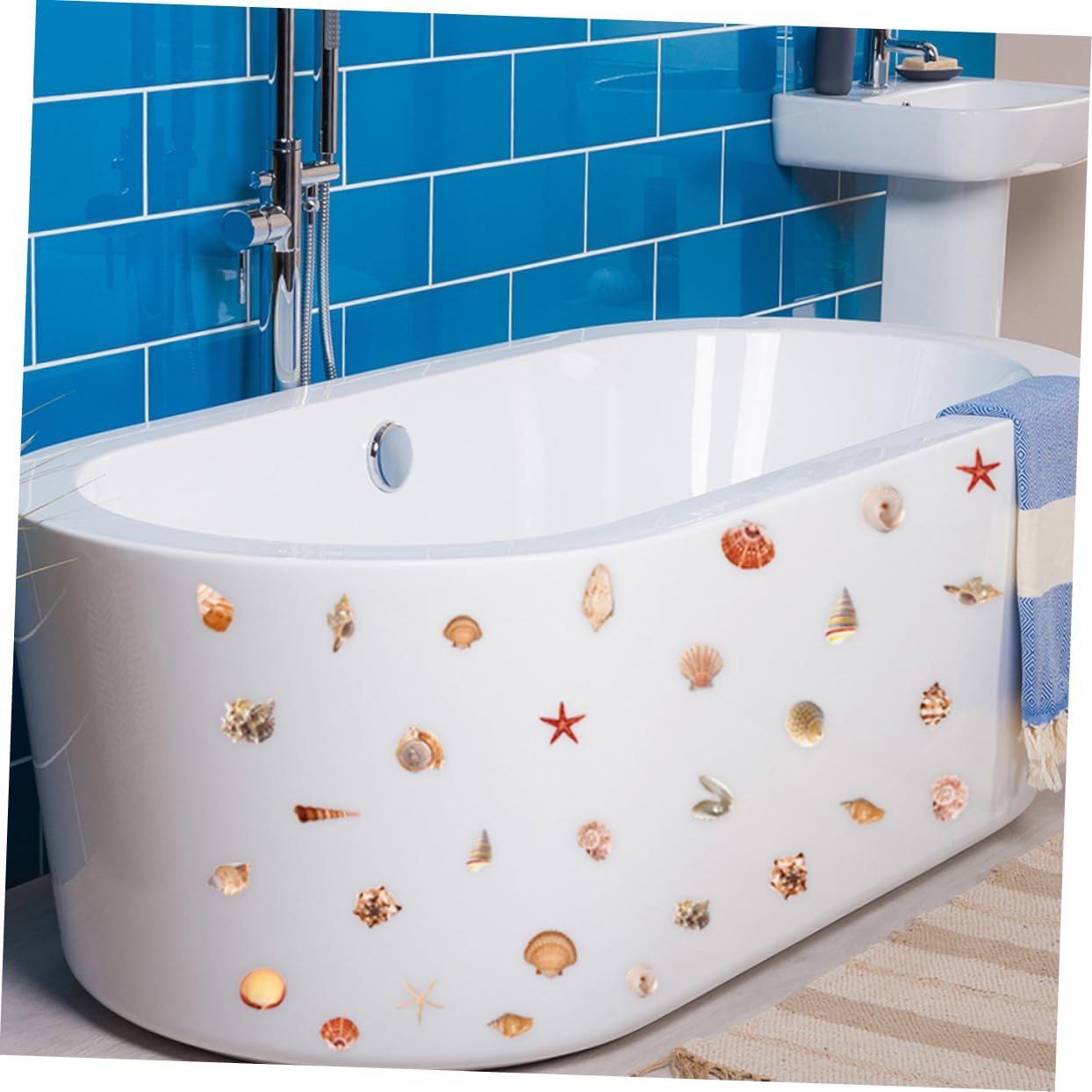 Ciieeo Self-Adhesive Shell Pattern Bath Tub Stickers