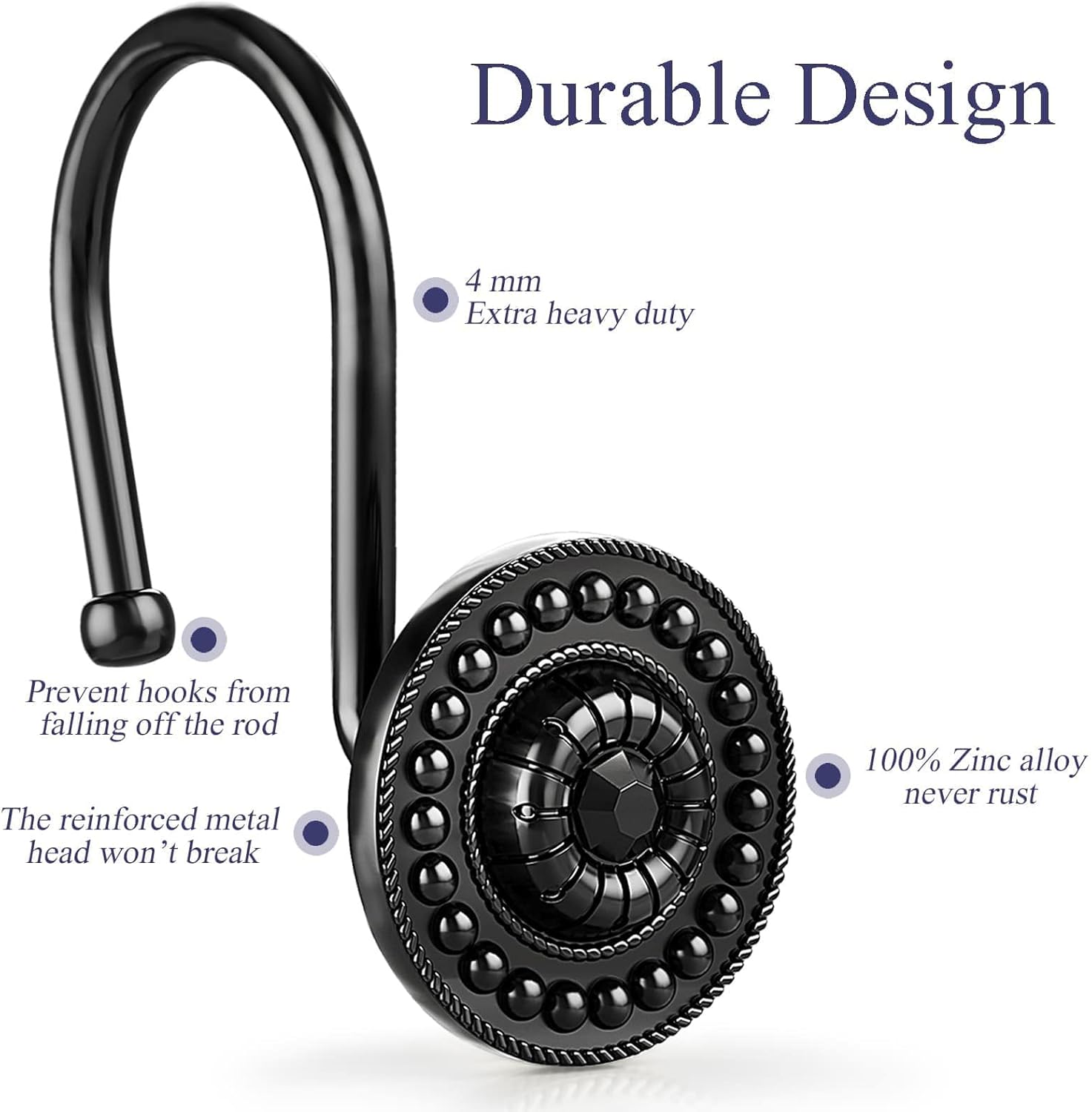 12 strongly rust-resistant oval shower hooks perfect for your bathroom