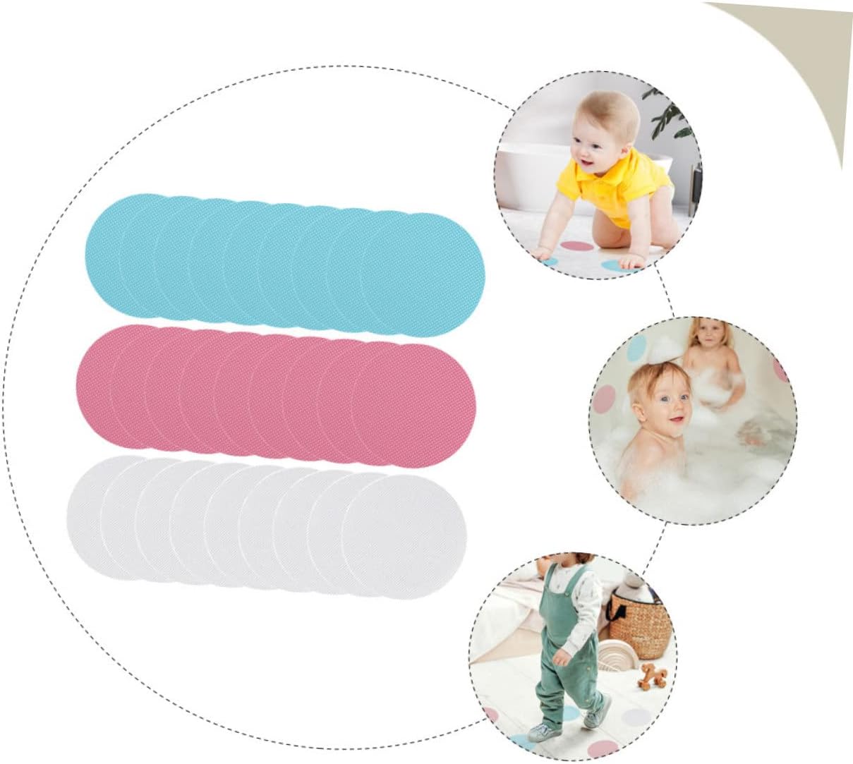 Cabilock 72pcs Self-Adhesive Non-Slip Round Decals for Bathroom Stairs