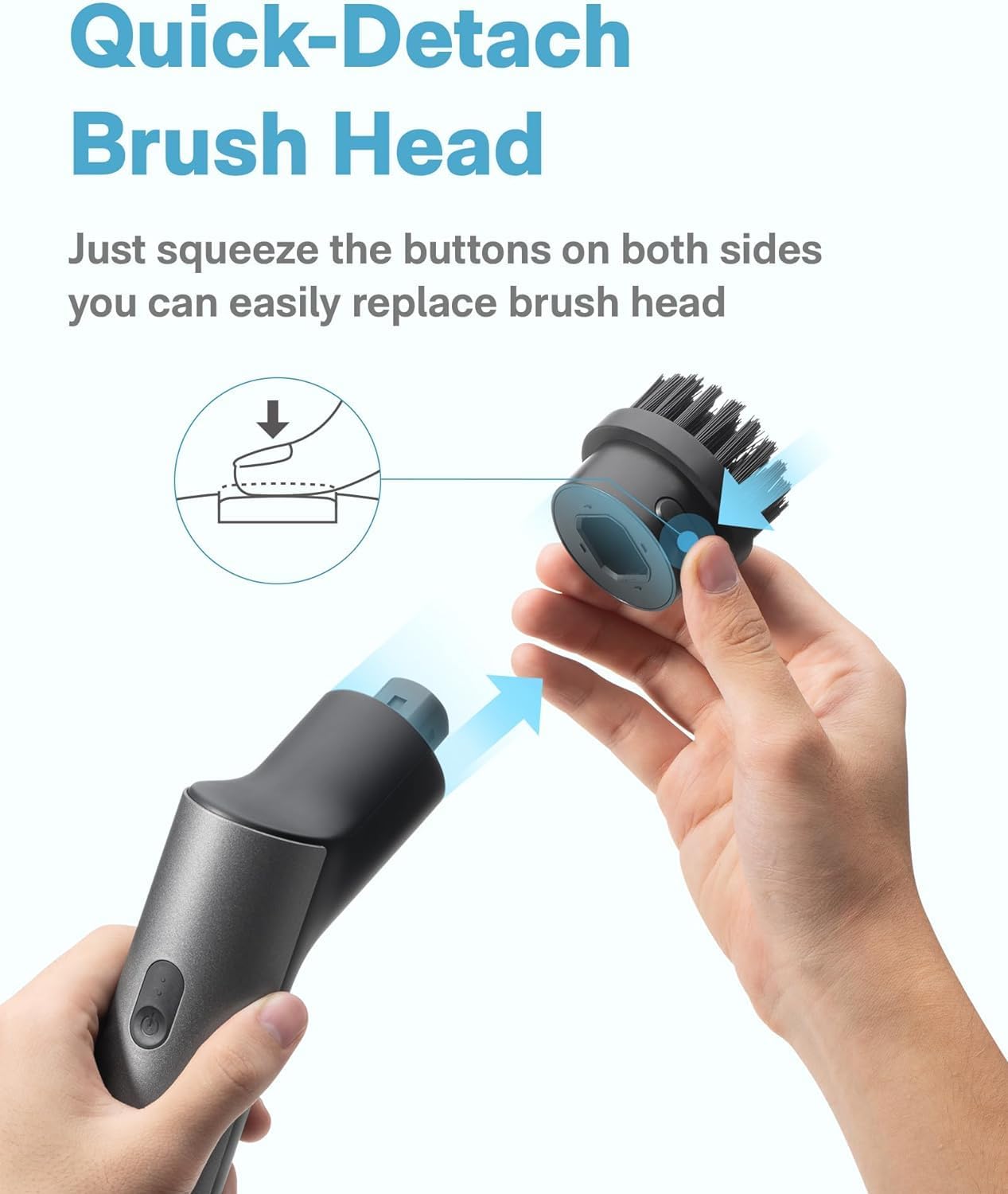 HOTO Electric Spin Scrubber with Long Handle and 6 Brush Heads