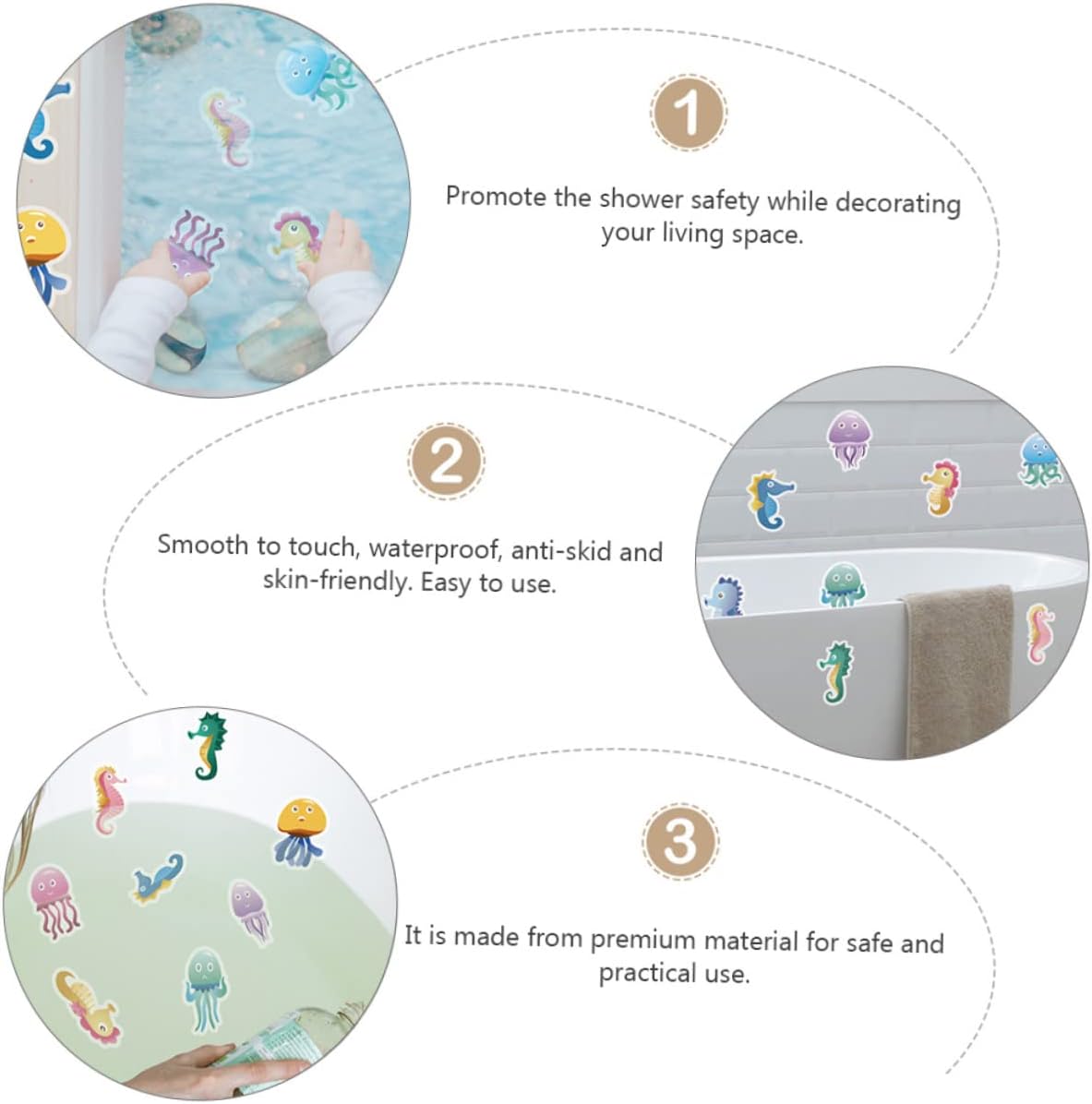 Ciieeo 10pcs Cartoon Bathtub Stickers for Bathroom Decoration
