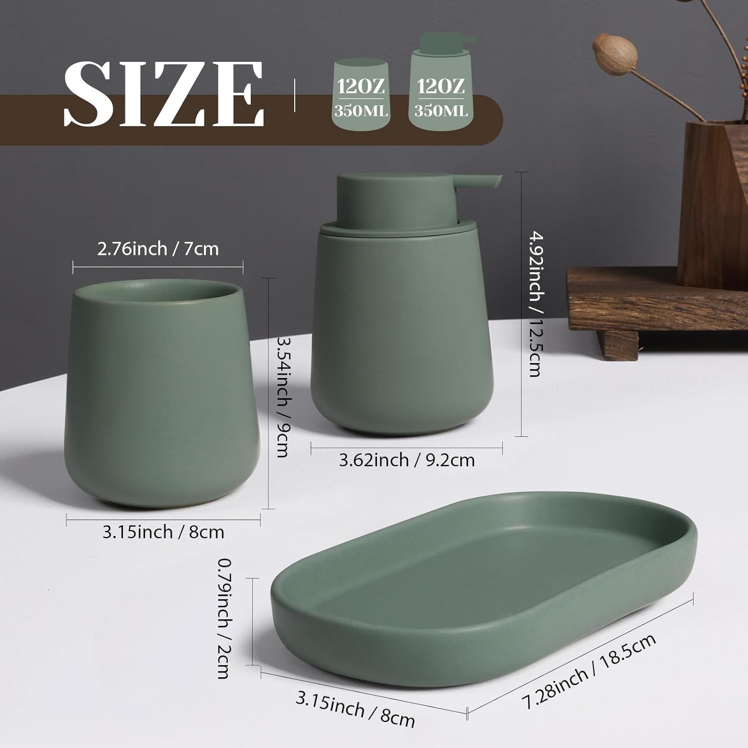 Matte Green Set of 3