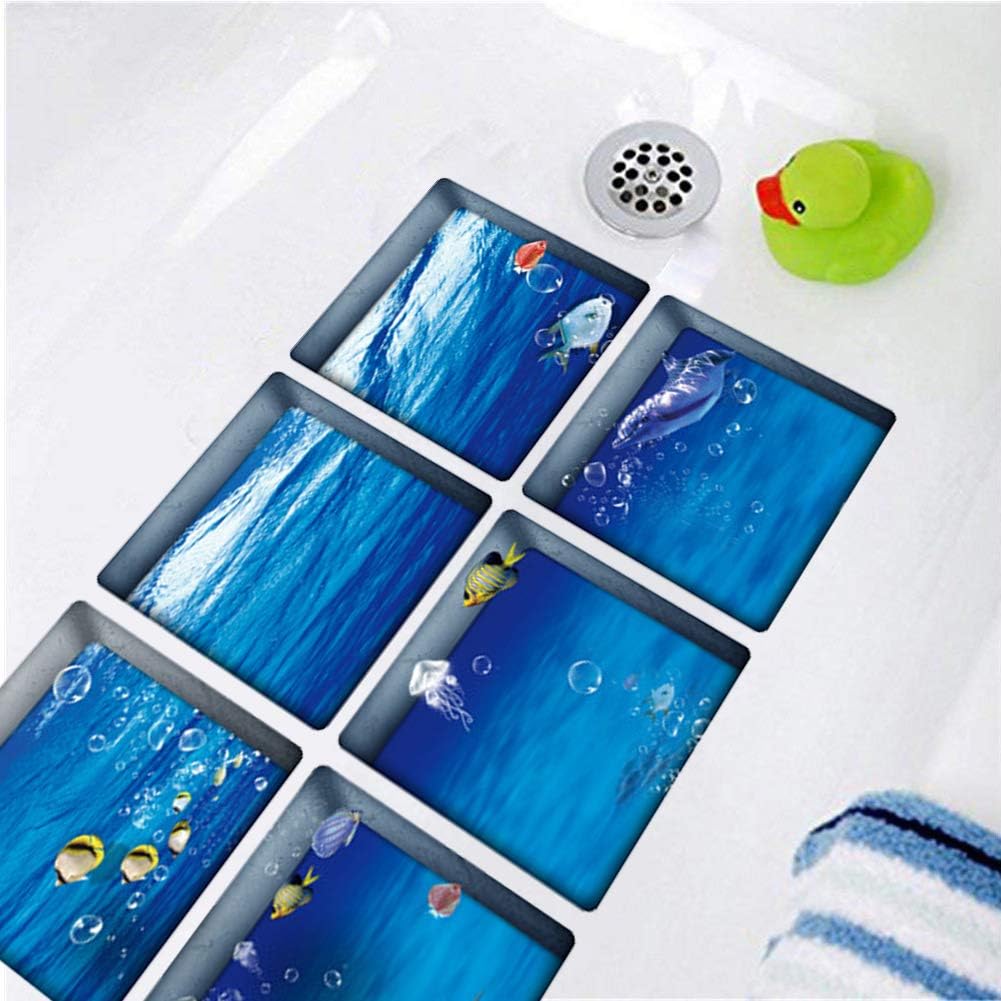 ChezMax Goldfish Non-Slip Bathtub Stickers 6 Pc 3D Sea Design