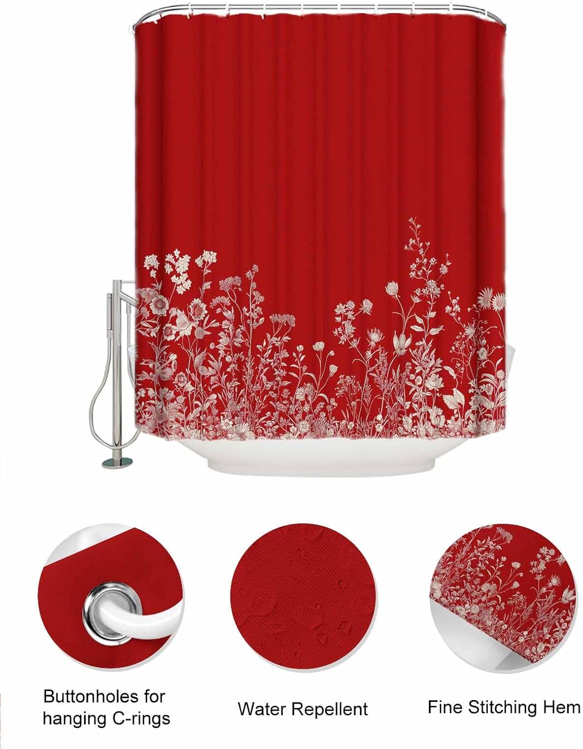 ZFUNCING Mesh Shower Curtain Set with Decorative Pattern