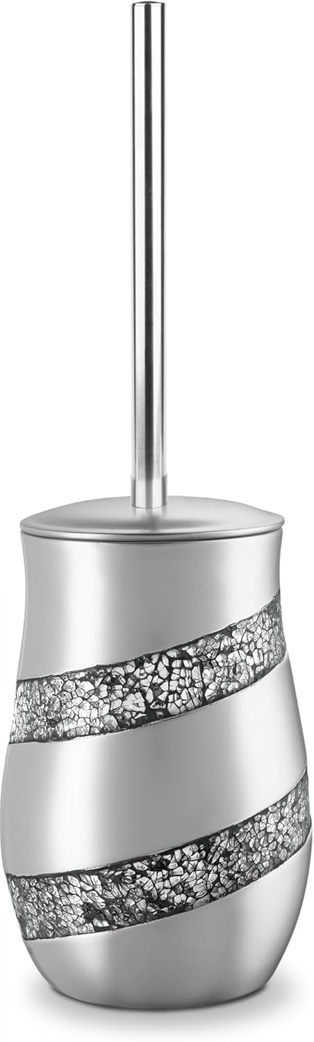 Elegant Silver Mosaic Toilet Brush Set Creative Scents