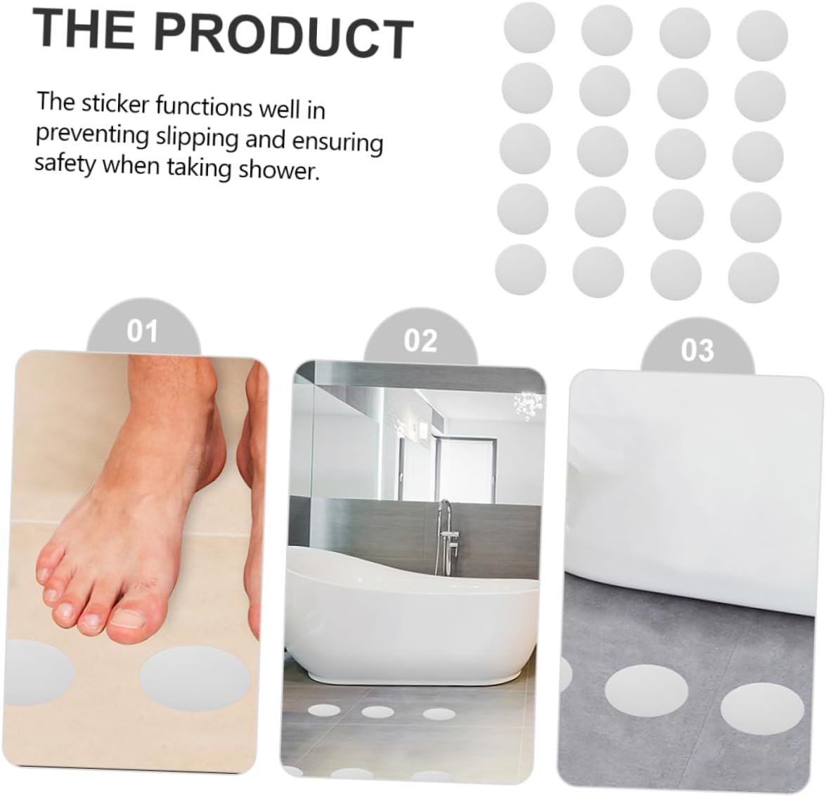Slip-Resistant Bathroom Safety Stickers with Strong Adhesive Ensure Safe Bathtubs and Showers