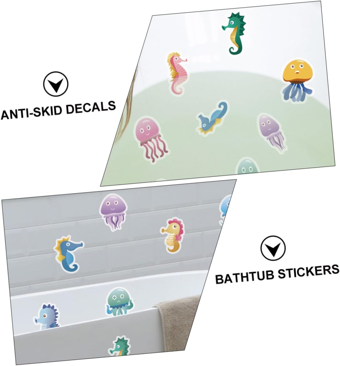 Ciieeo 10pcs Cartoon Bathtub Stickers for Bathroom Decoration
