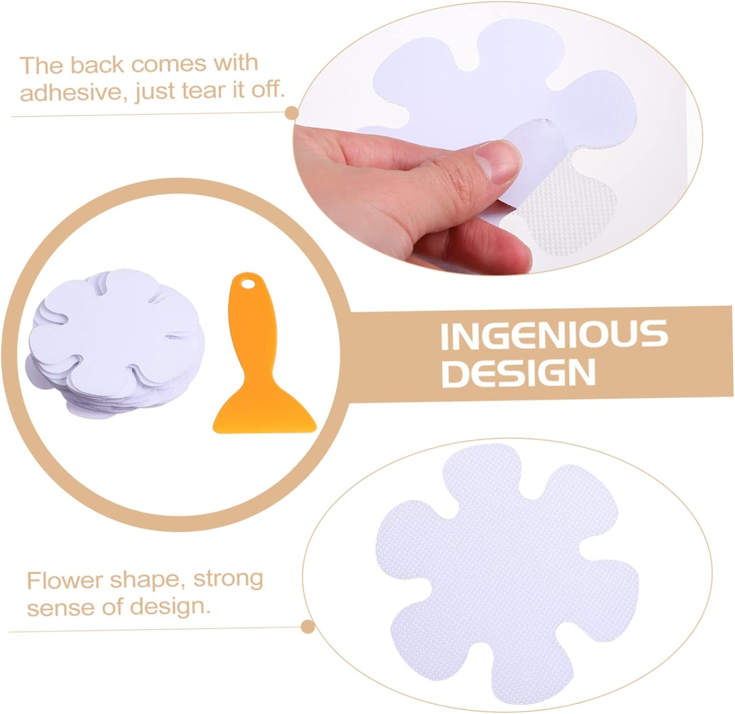 HOOTNEE Bathtub Mat Flower Design Non-Slip Peva Sticker