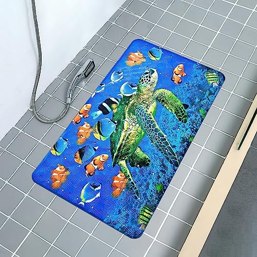 Yolife Sea Turtle Bath Mat Non-Slip PVC Suction Cup