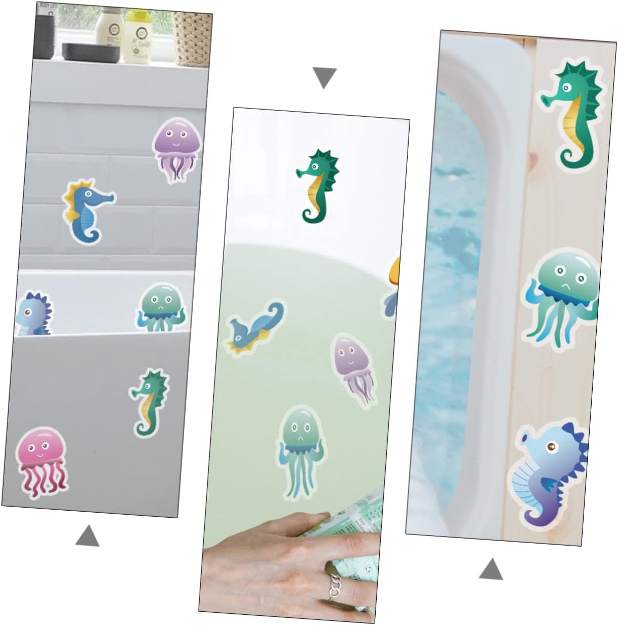 Ciieeo 10pcs Cartoon Bathtub Stickers for Bathroom Decoration