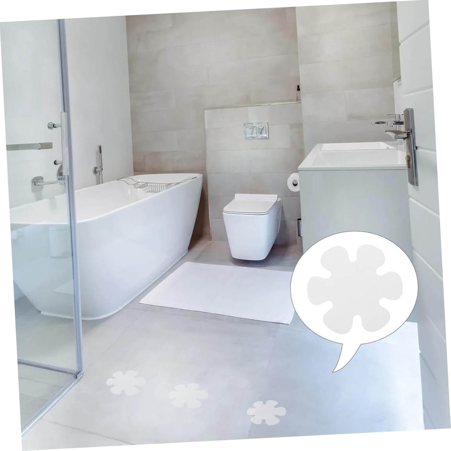 HAKIDZEL Bathroom Non-Slip Floor Stickers Flower Shape Decals Easy Install Set