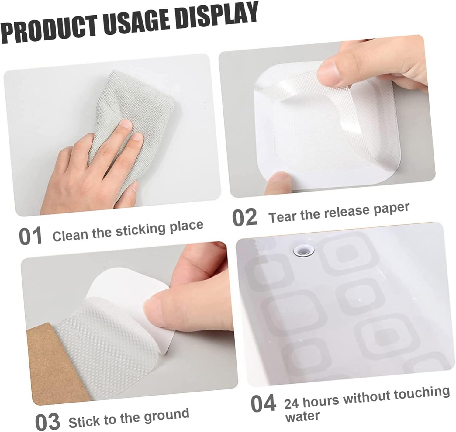 Wakauto 24-Piece Non-Slip Bathtub Stickers