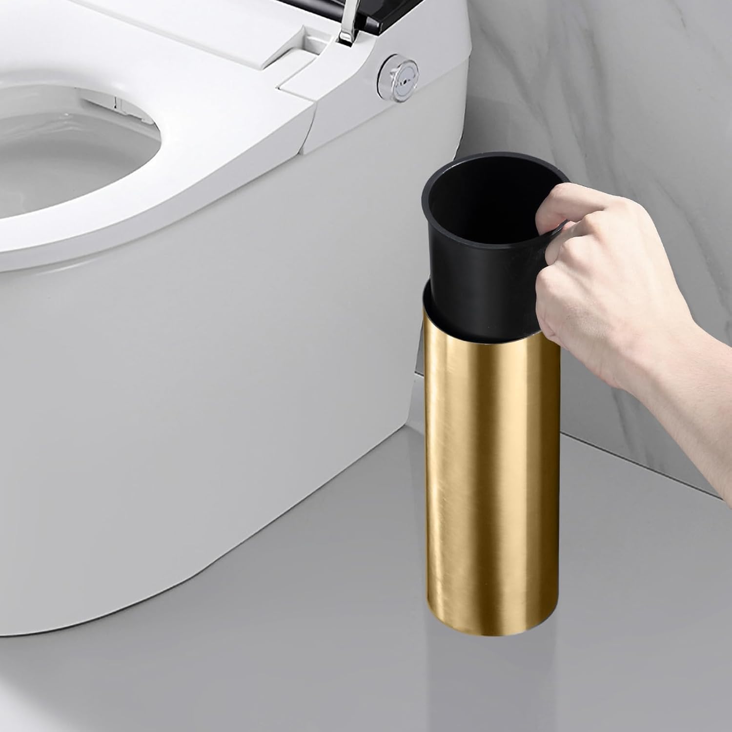 Sturdy Gold Toilet Brush Set