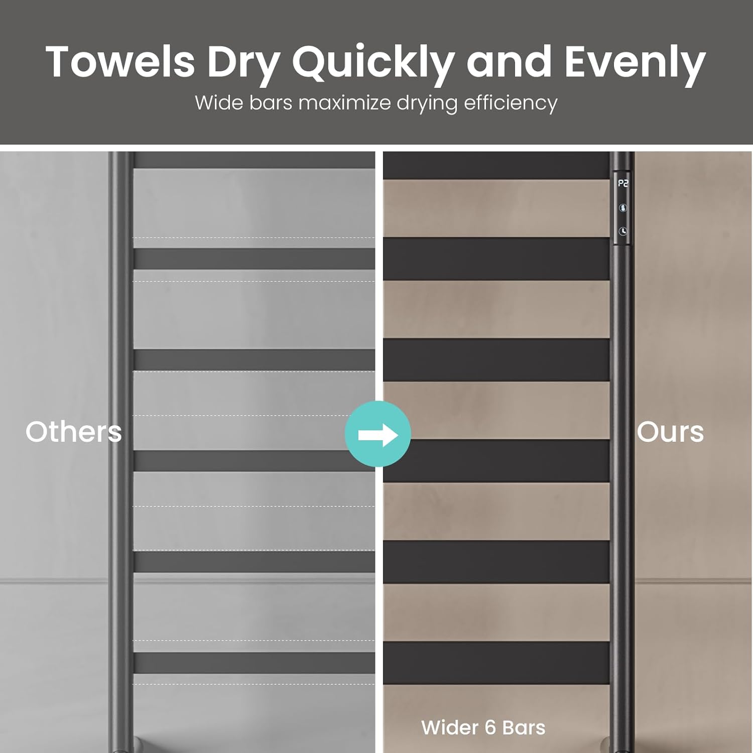 Electric Towel Warmer 12 Bars Constant Temperature Durable Energy Efficient