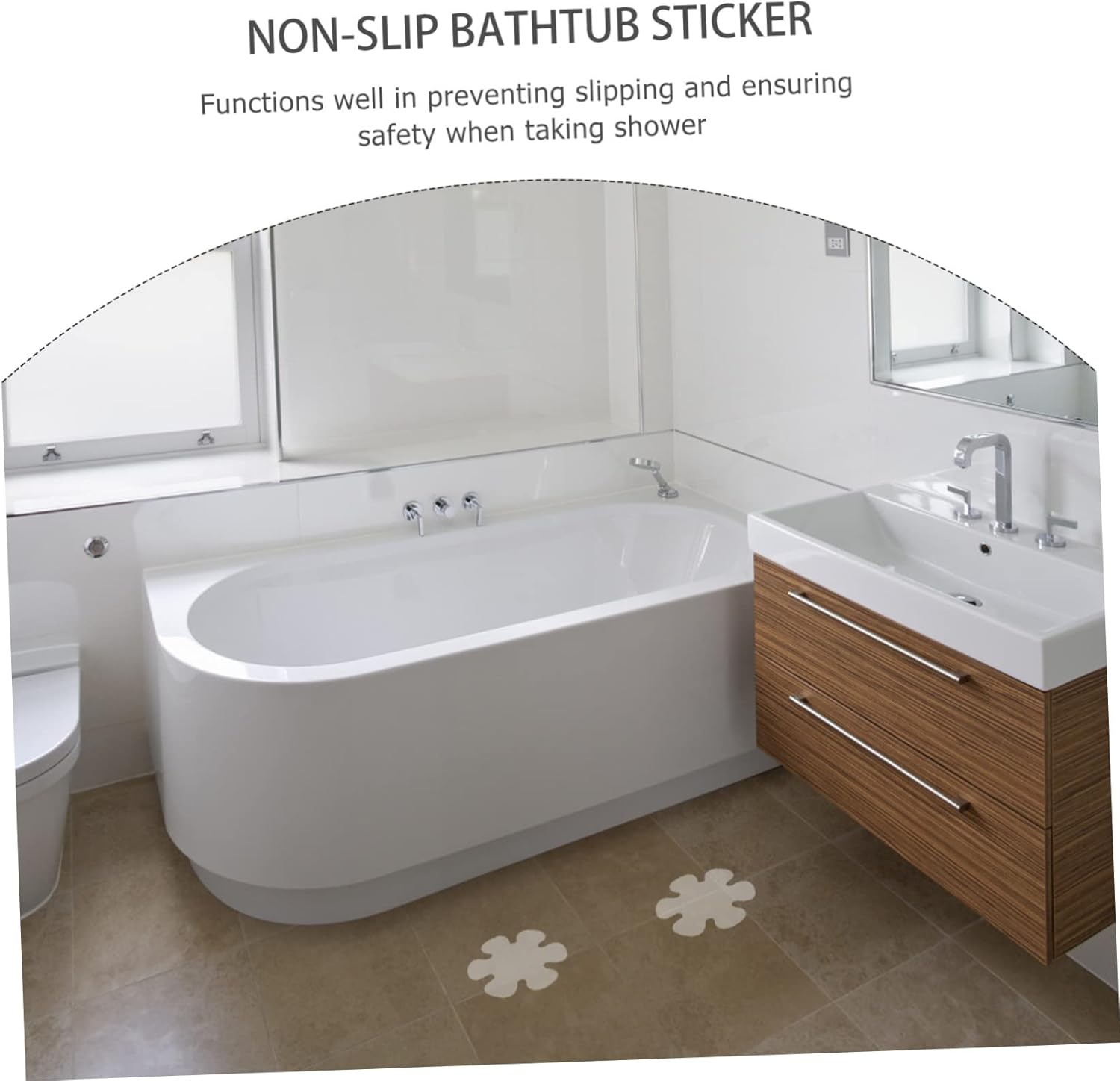 HAKIDZEL Bathroom Non-Slip Floor Stickers Flower Shape Decals Easy Install Set