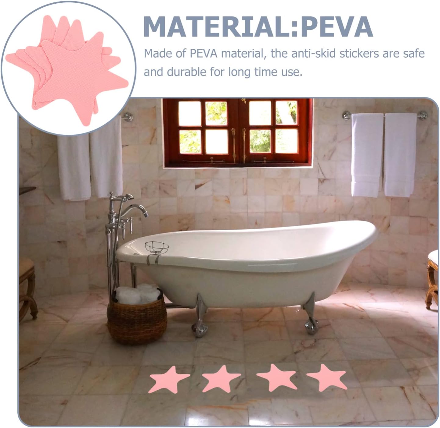 1 Set Non-Slip Bathtub Stickers Star Shape Safety Decals for Bathroom