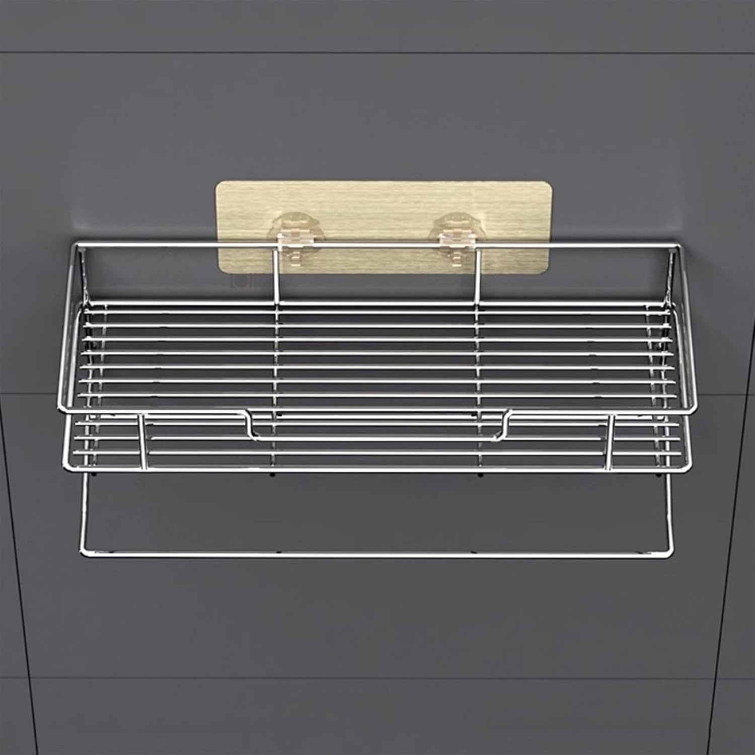 Space-Saving Stainless Steel Bathroom Shelf with Towel Rack