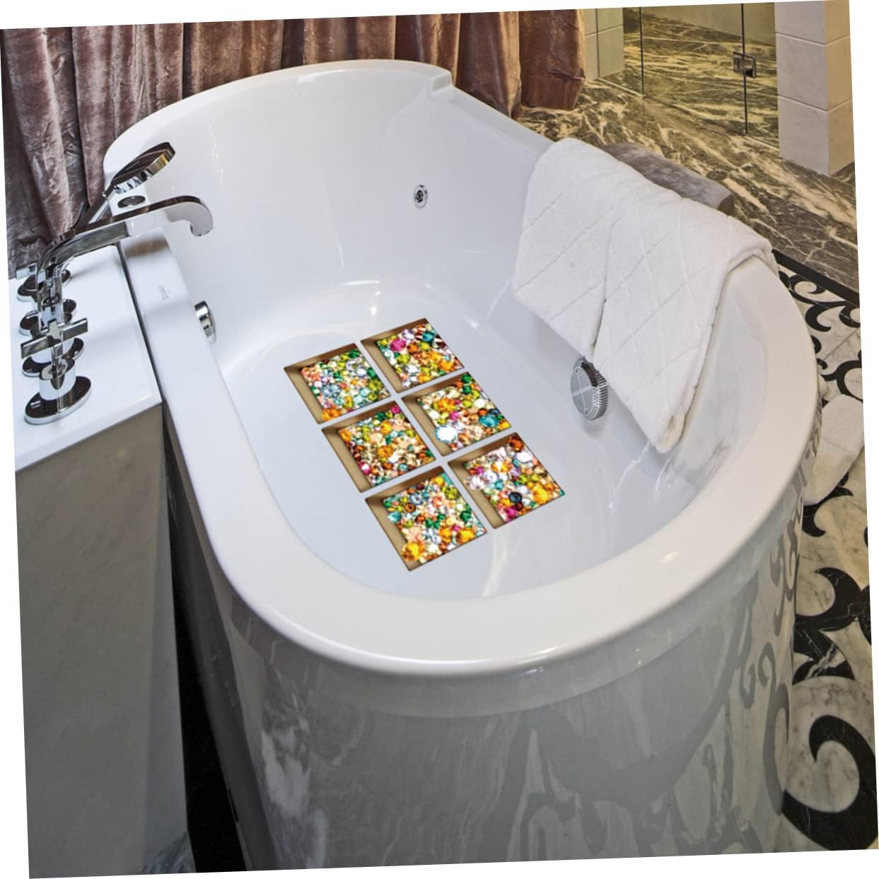 Non-Slip Bathtub Stickers 6 Pack 3D Design Removable Decals