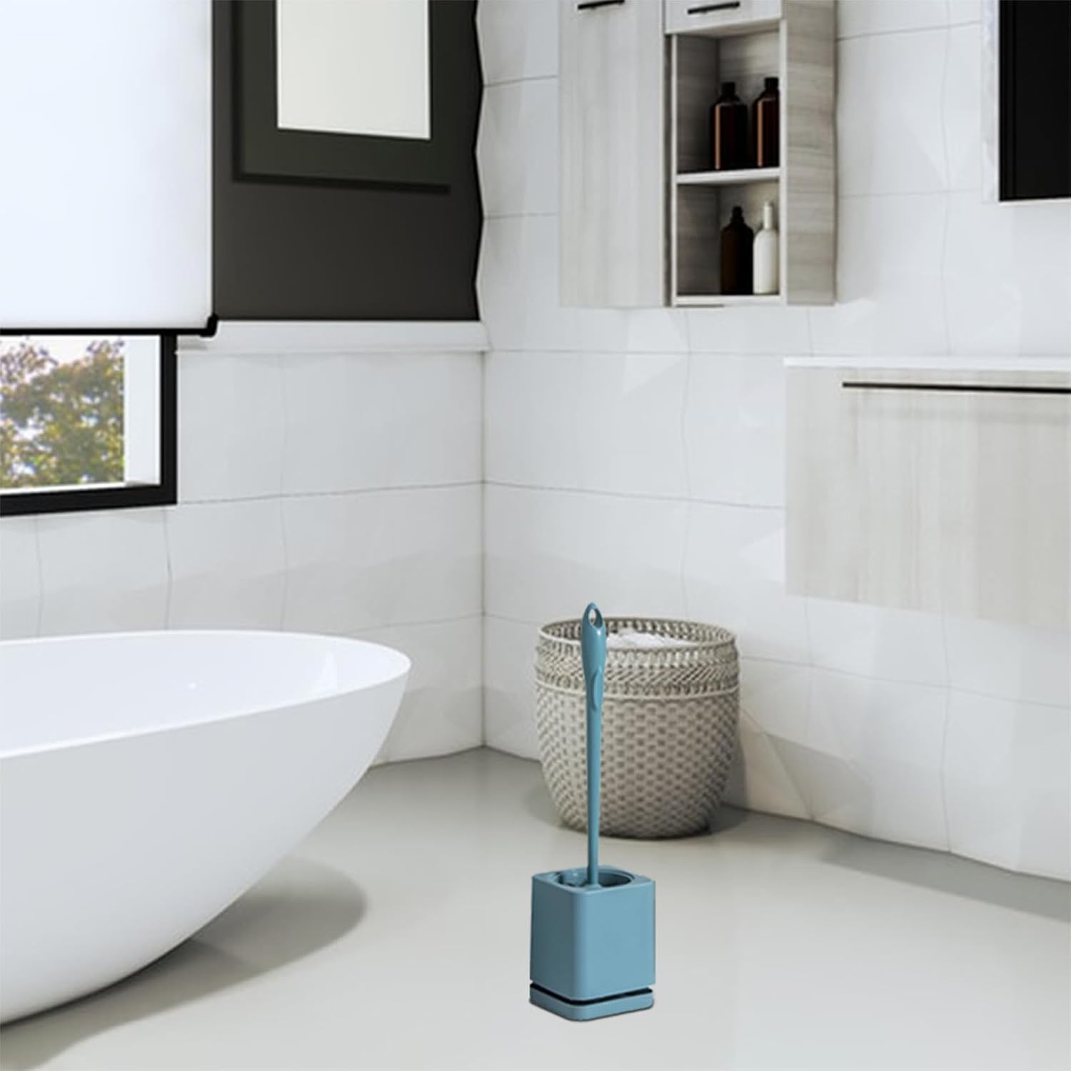 CENGNIAN Toilet Brush and Holder Blue