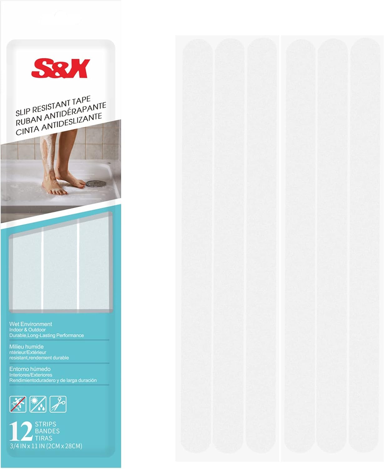 SX Bathtub Non-Slip Stickers 34 x 11 inches 12 pack
