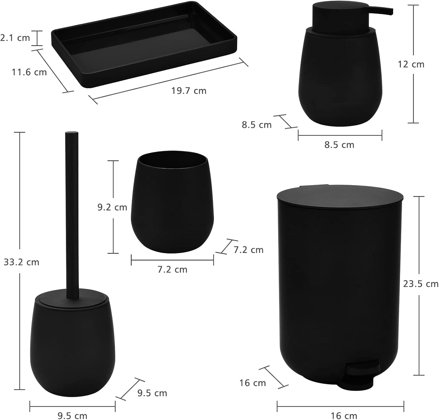 Compact Black Bathroom Accessories Set for Organization