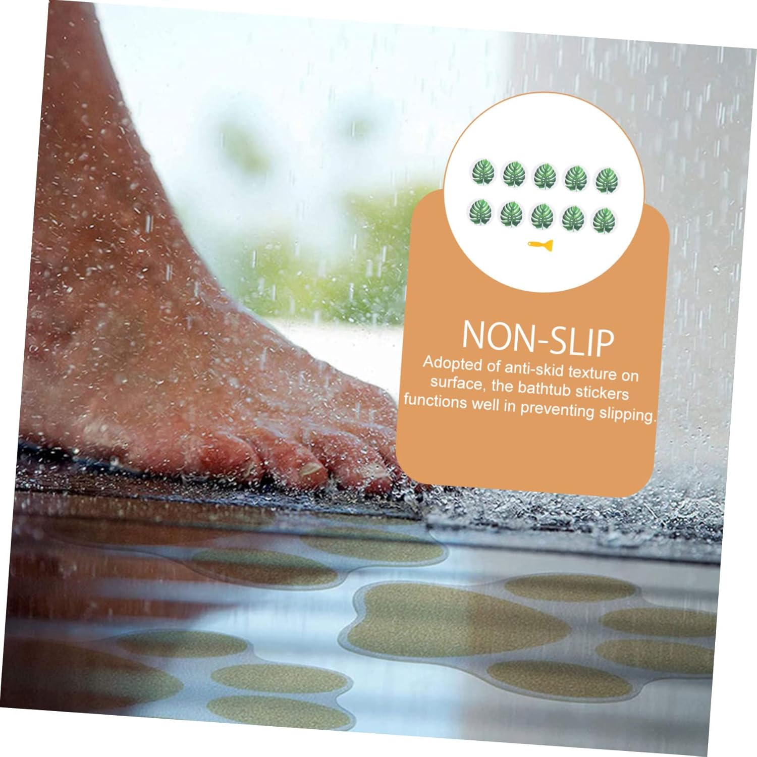 VALICLUD Non-Slip Leaf Shape Bathtub Stickers Set