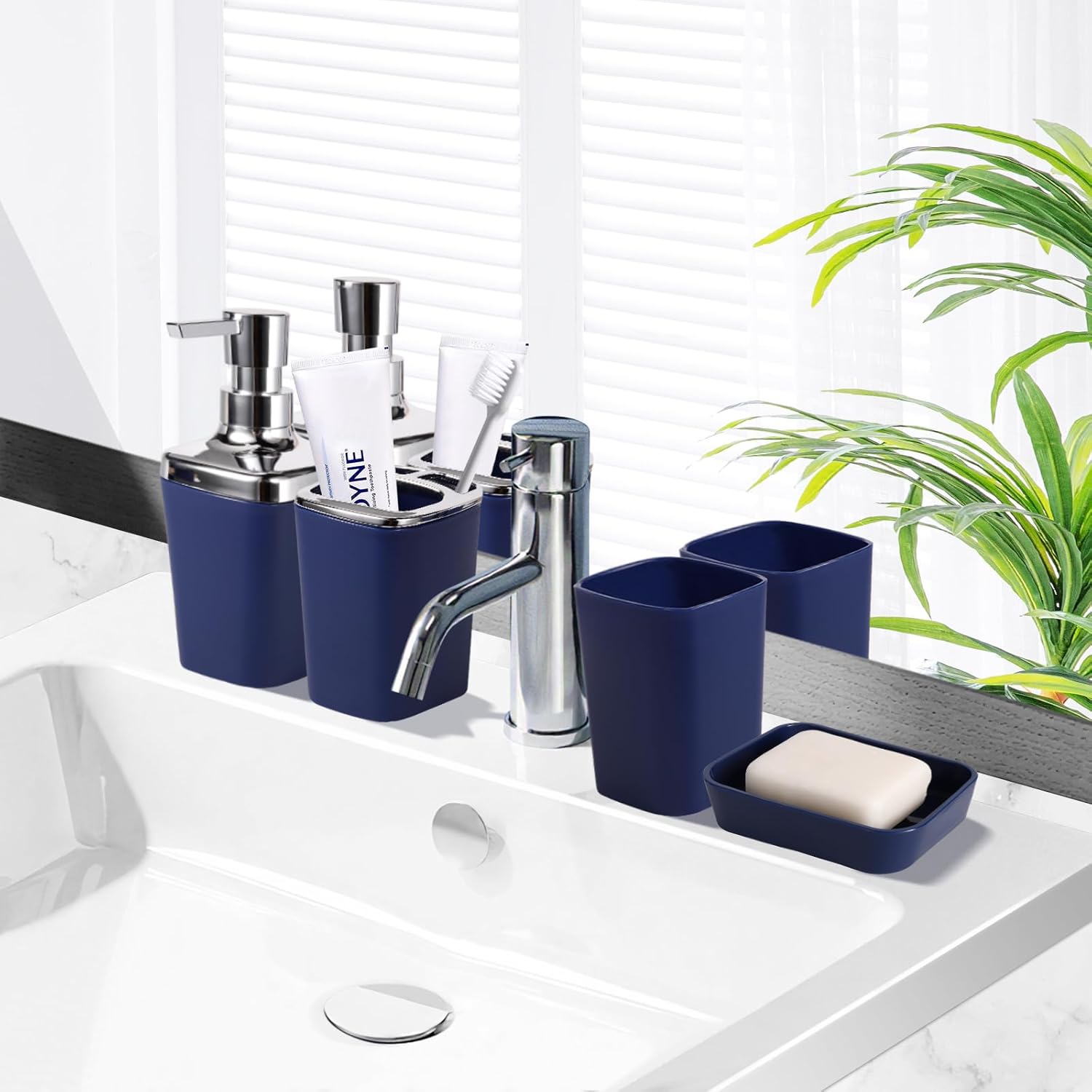 XLHOMO Complete Navy Blue Bathroom Accessories Set
