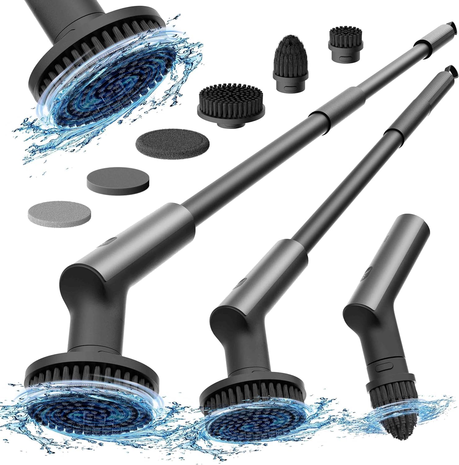 HOTO Electric Spin Scrubber with Long Handle and 6 Brush Heads