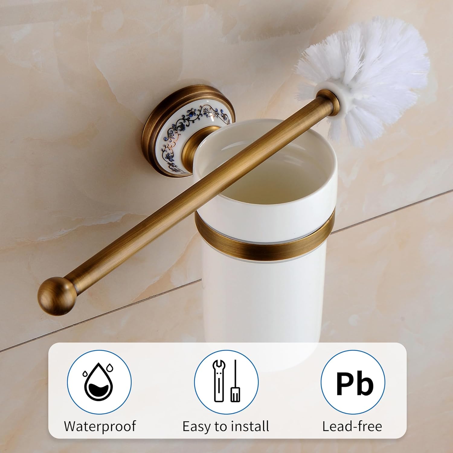Toilet Brush with Holder - antique bronze