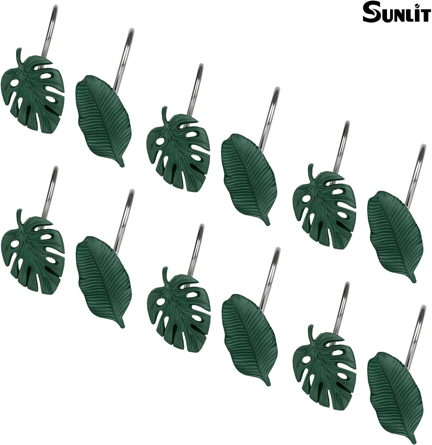 Sunlit Tropical Leaf Decorative Shower Curtain Hangers