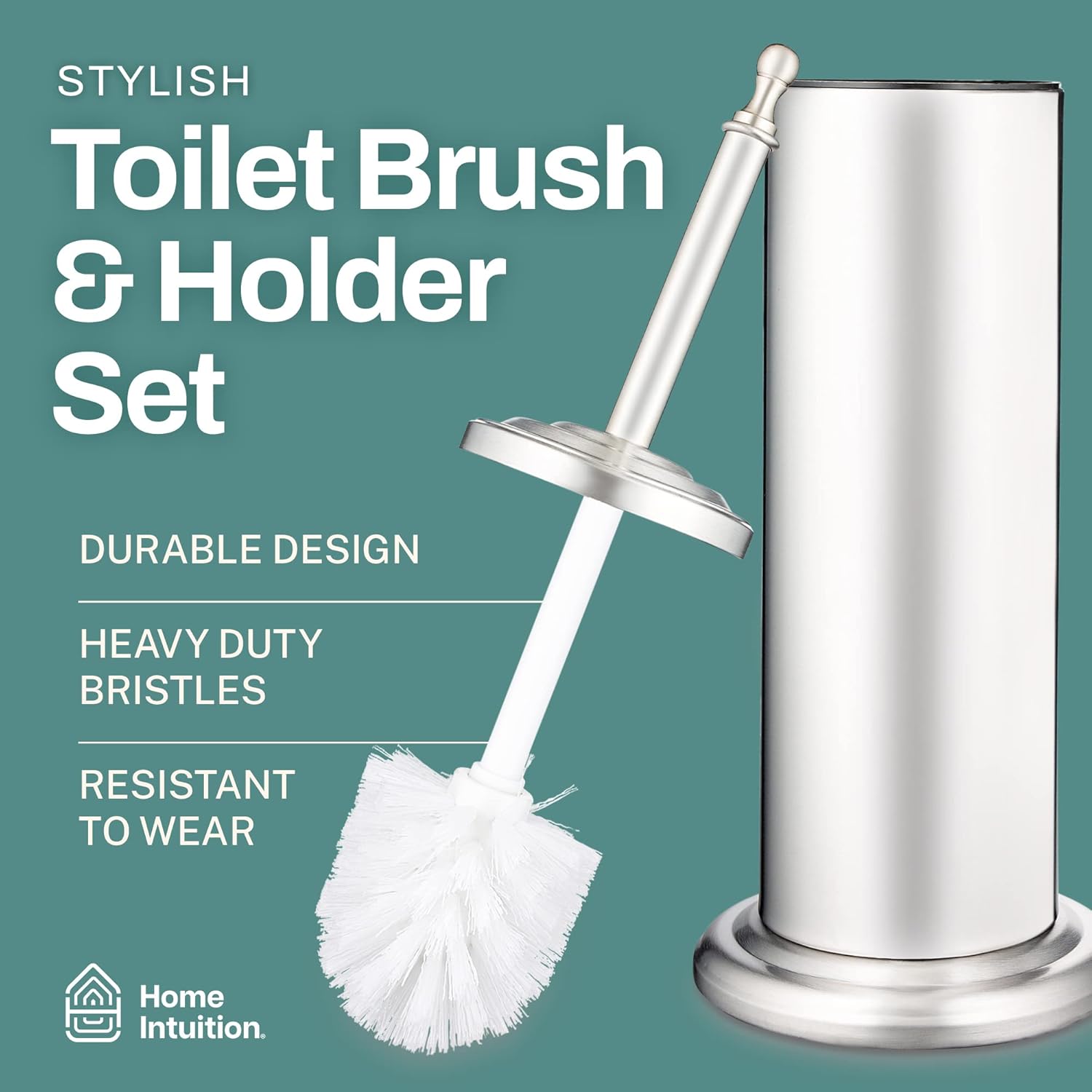 2 Pack Stainless Steel Toilet Brush and Holder Set