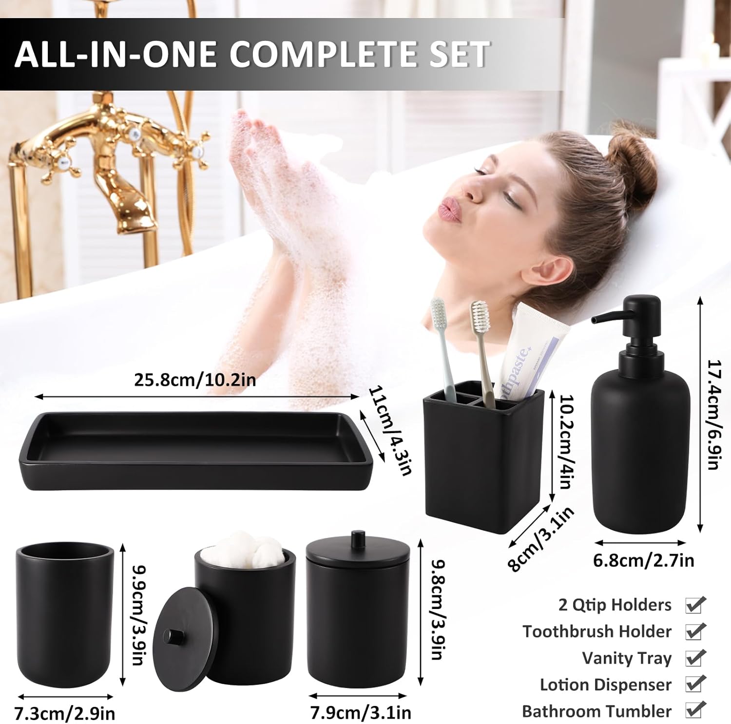 XLHOMO Black bathroom set
