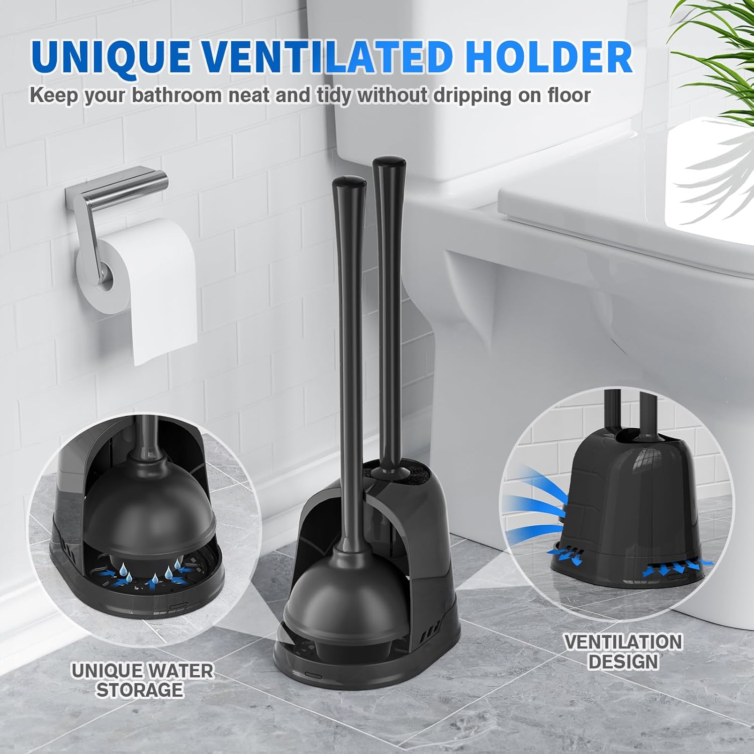 Toilet Plunger and Brush Set for Efficient 2-in-1 Cleaning