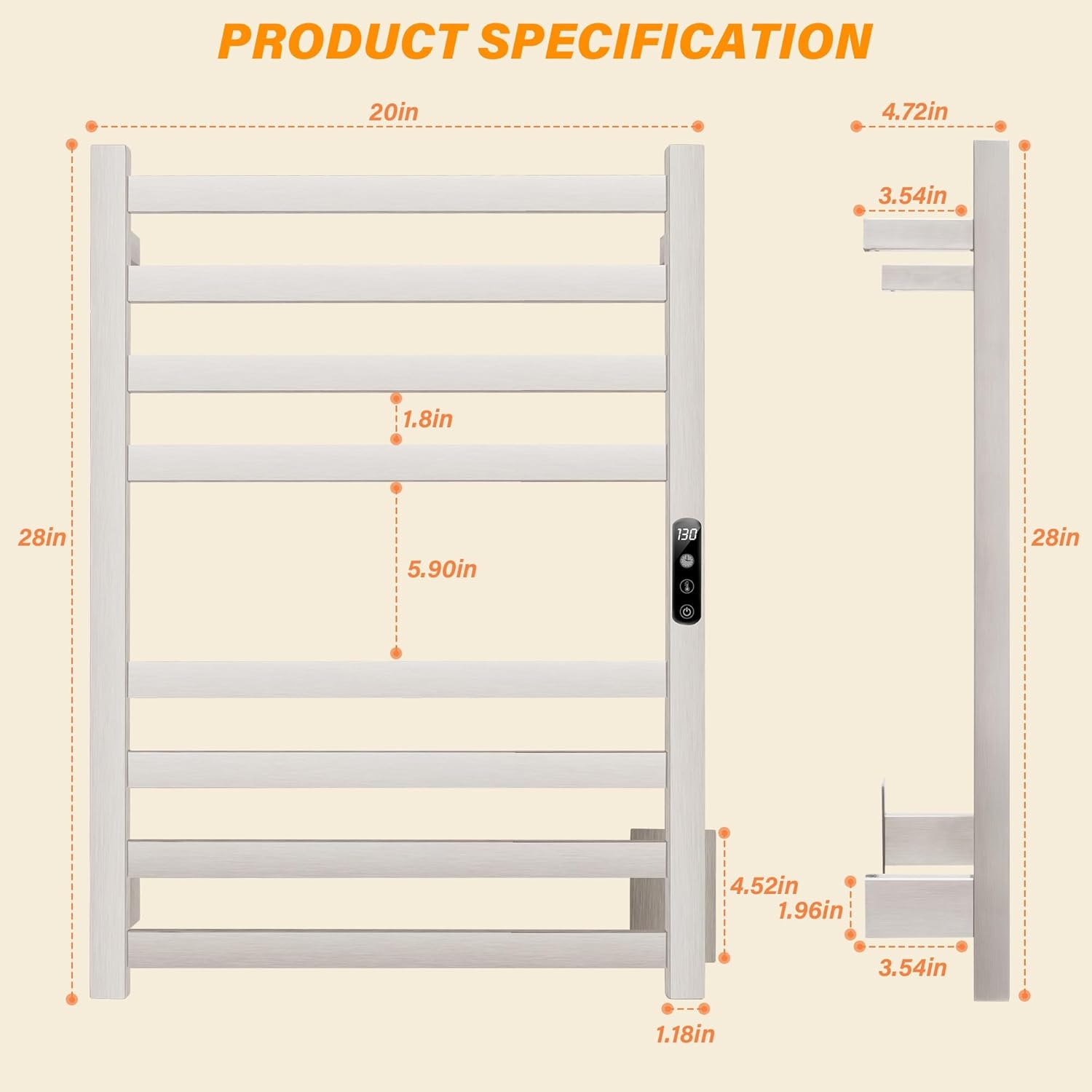 Fast-Warming Towel Warmer with 304 stainless steel material for your bathroom
