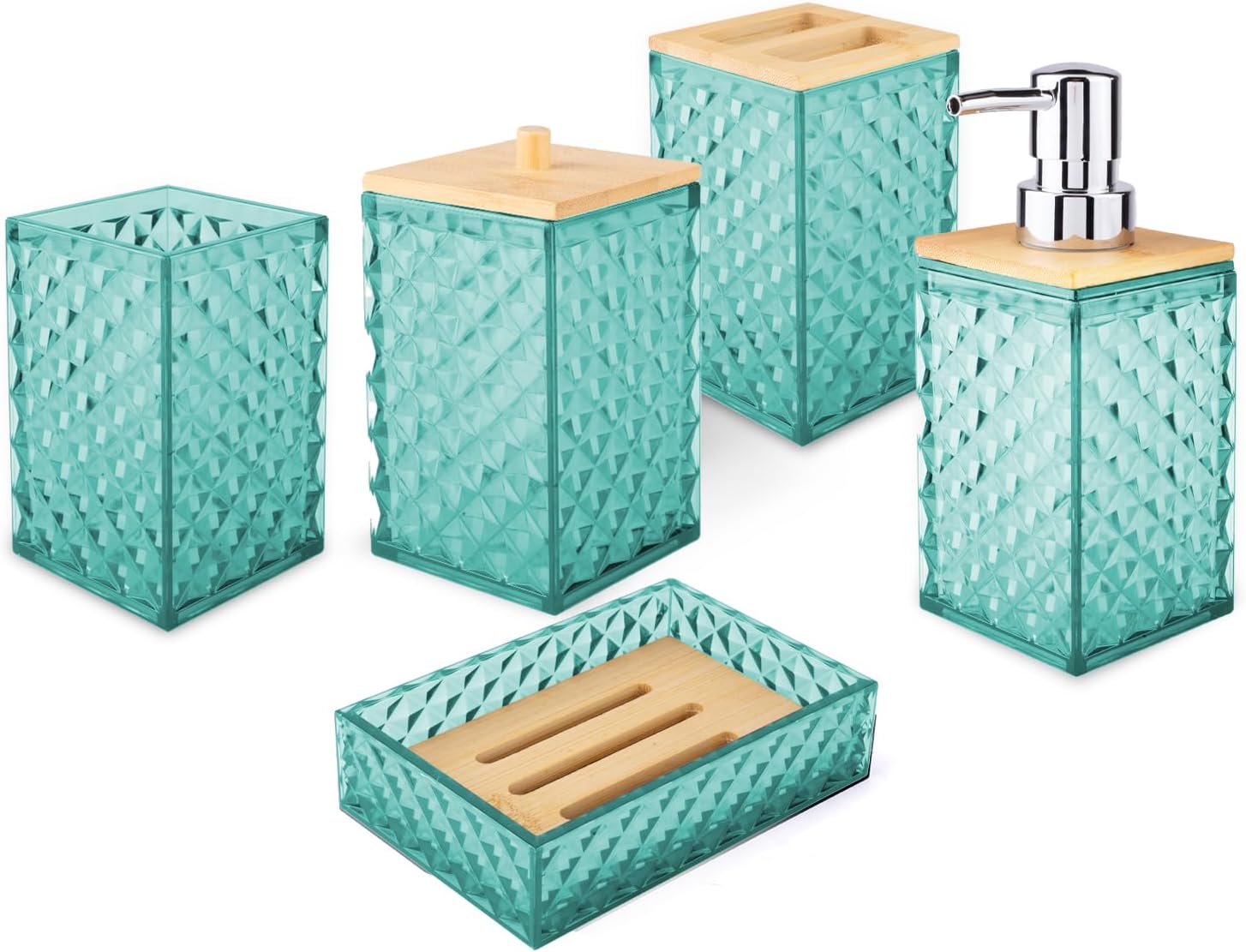 5-Piece Grid Pattern Bathroom Accessory Set High-Quality Design