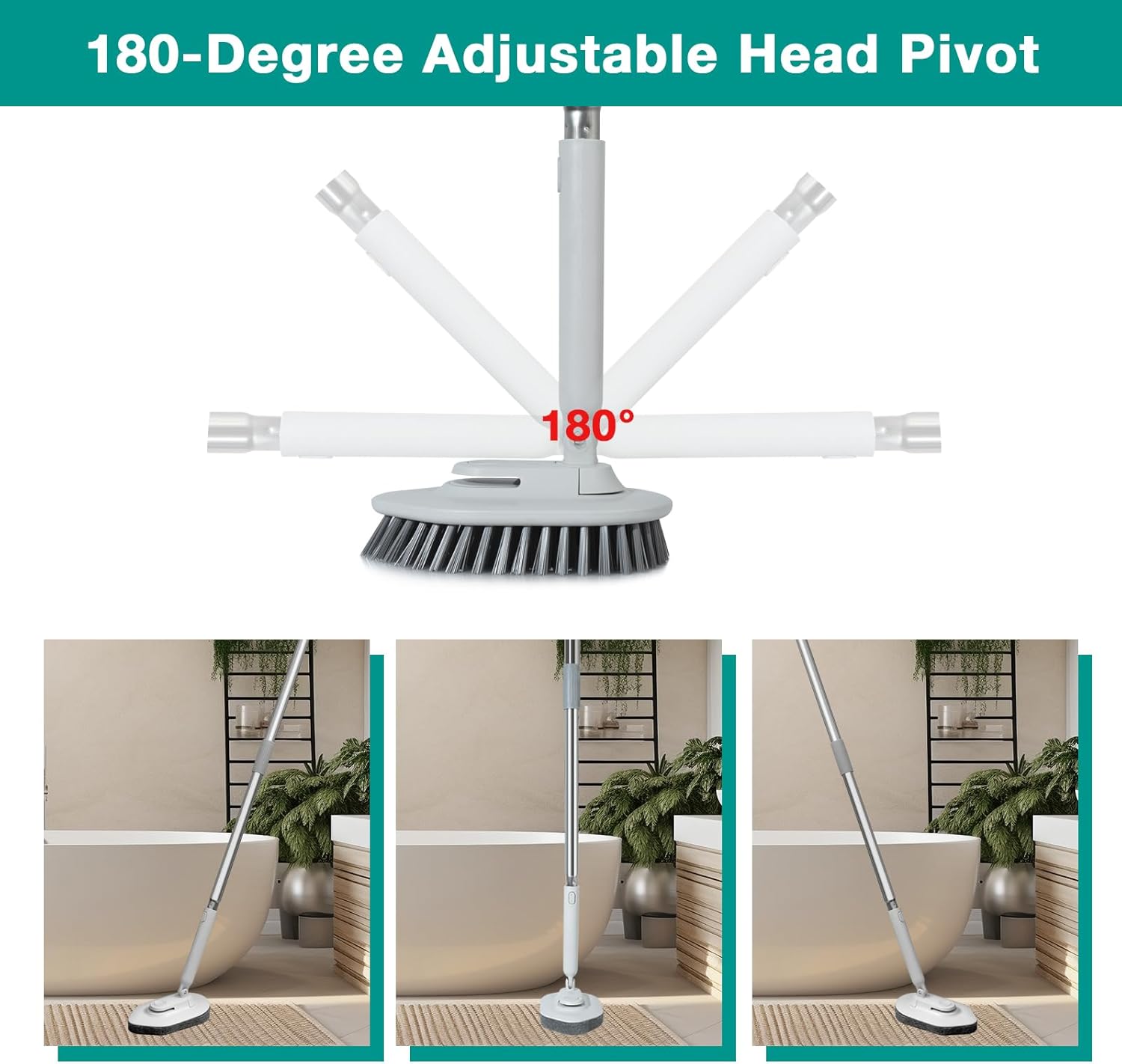 2 in 1 Tub and Tile Scrubber with 50 Long Handle