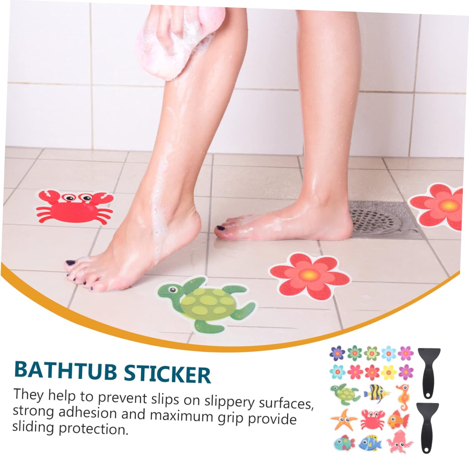 Garneck 2 Sets Bath Non-Slip Stickers
