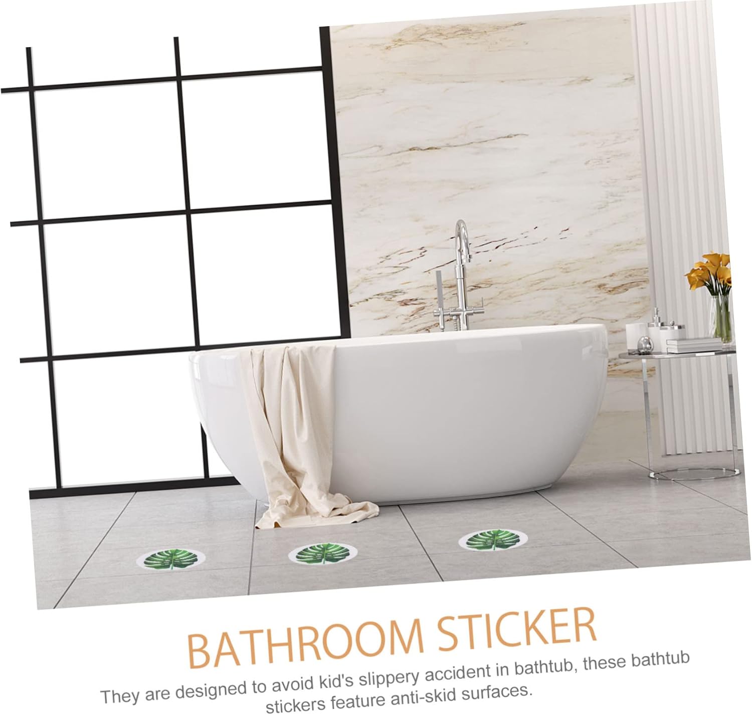 VALICLUD Non-Slip Leaf Shape Bathtub Stickers Set