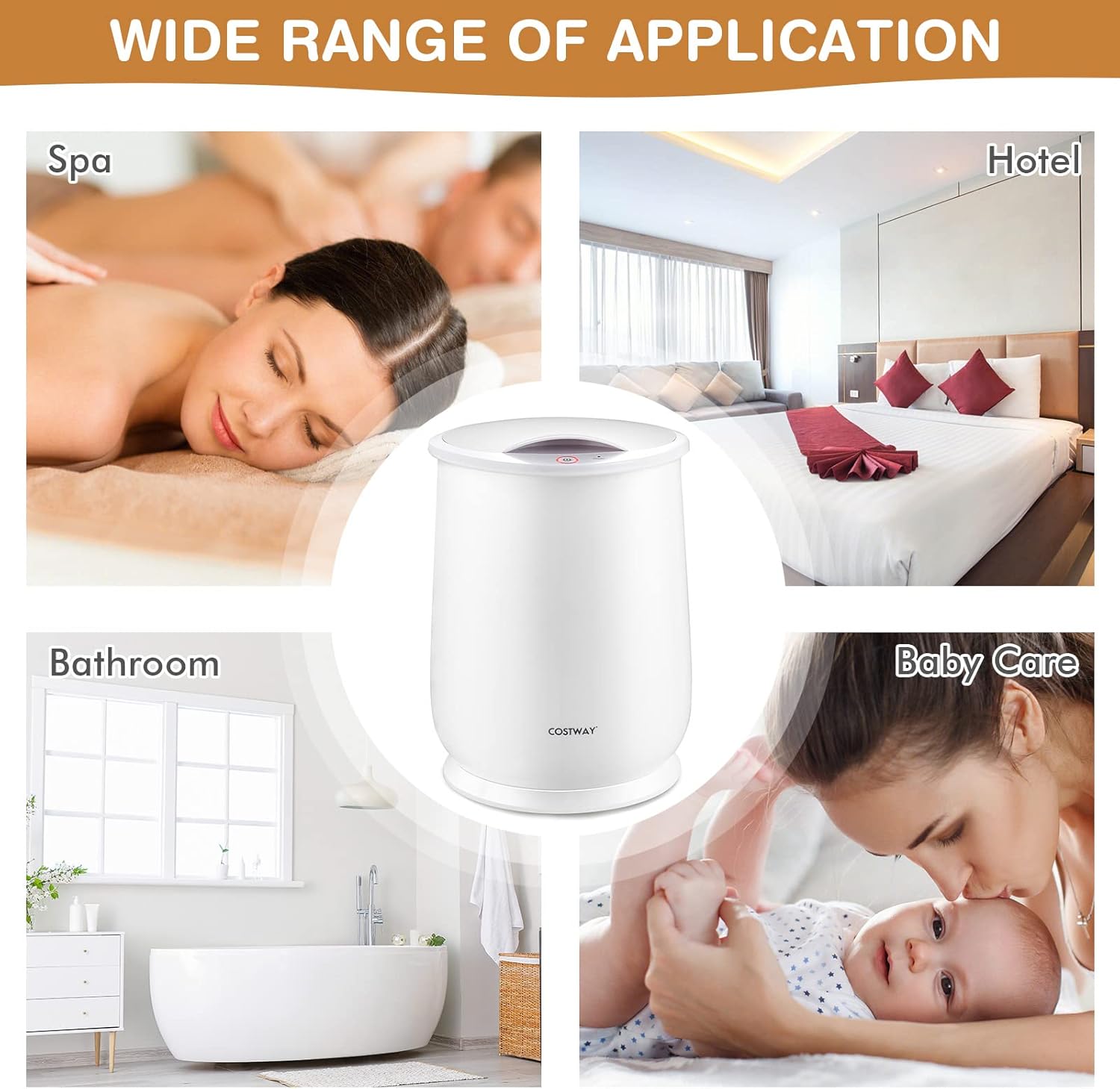 COSTWAY 21L Large Towel Heater with Flip-top Lid