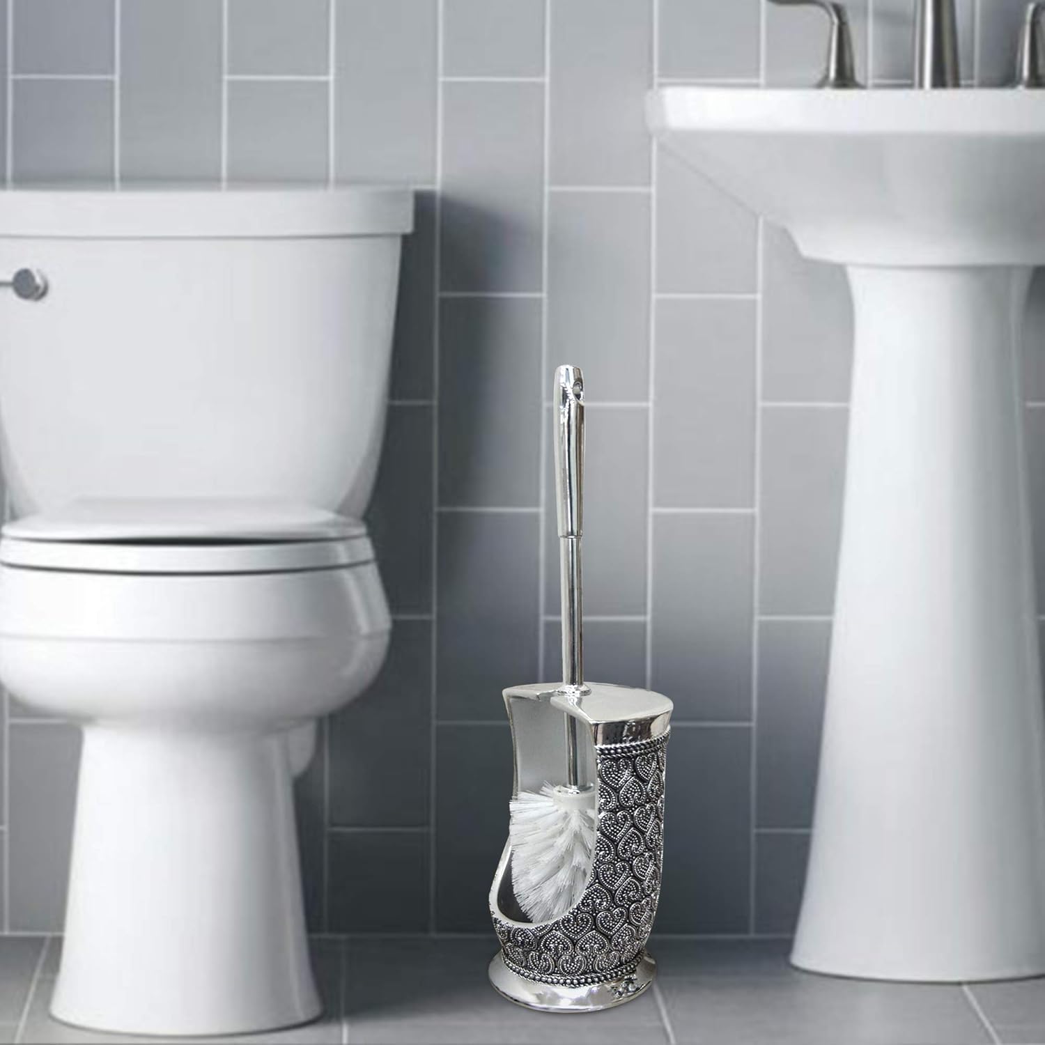 Sturdy Design Space-Saving Modern Aesthetic Toilet Brush Holder