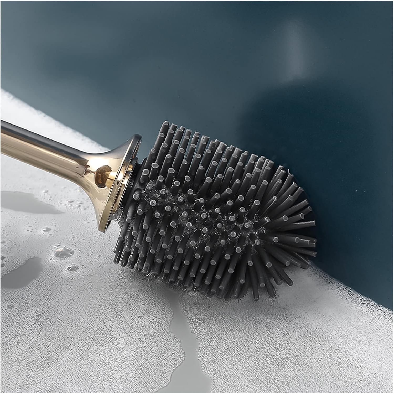Wall-Mounted Toilet Brush with Gold Finish
