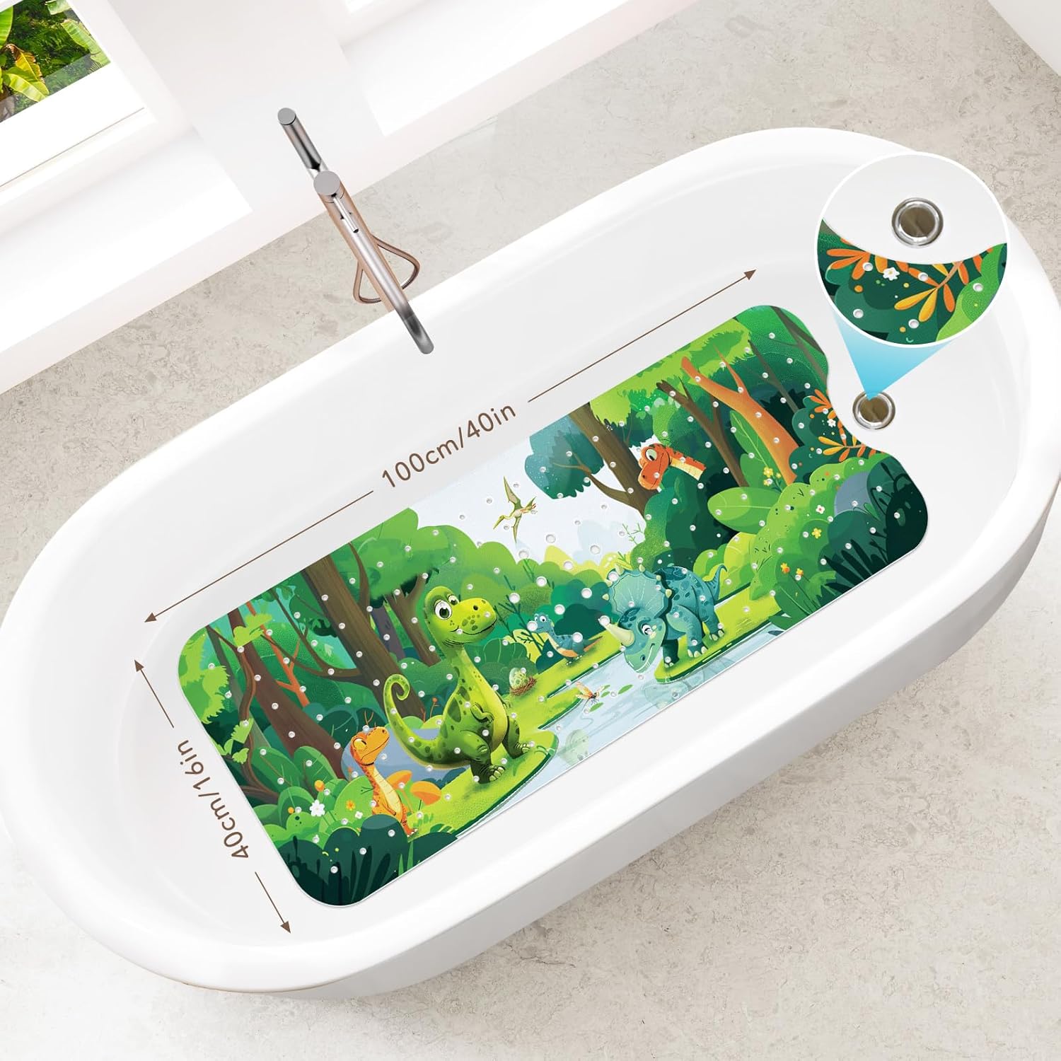 SHUCHING Dinosaur Bath Mat 40X16 Inch Non Slip