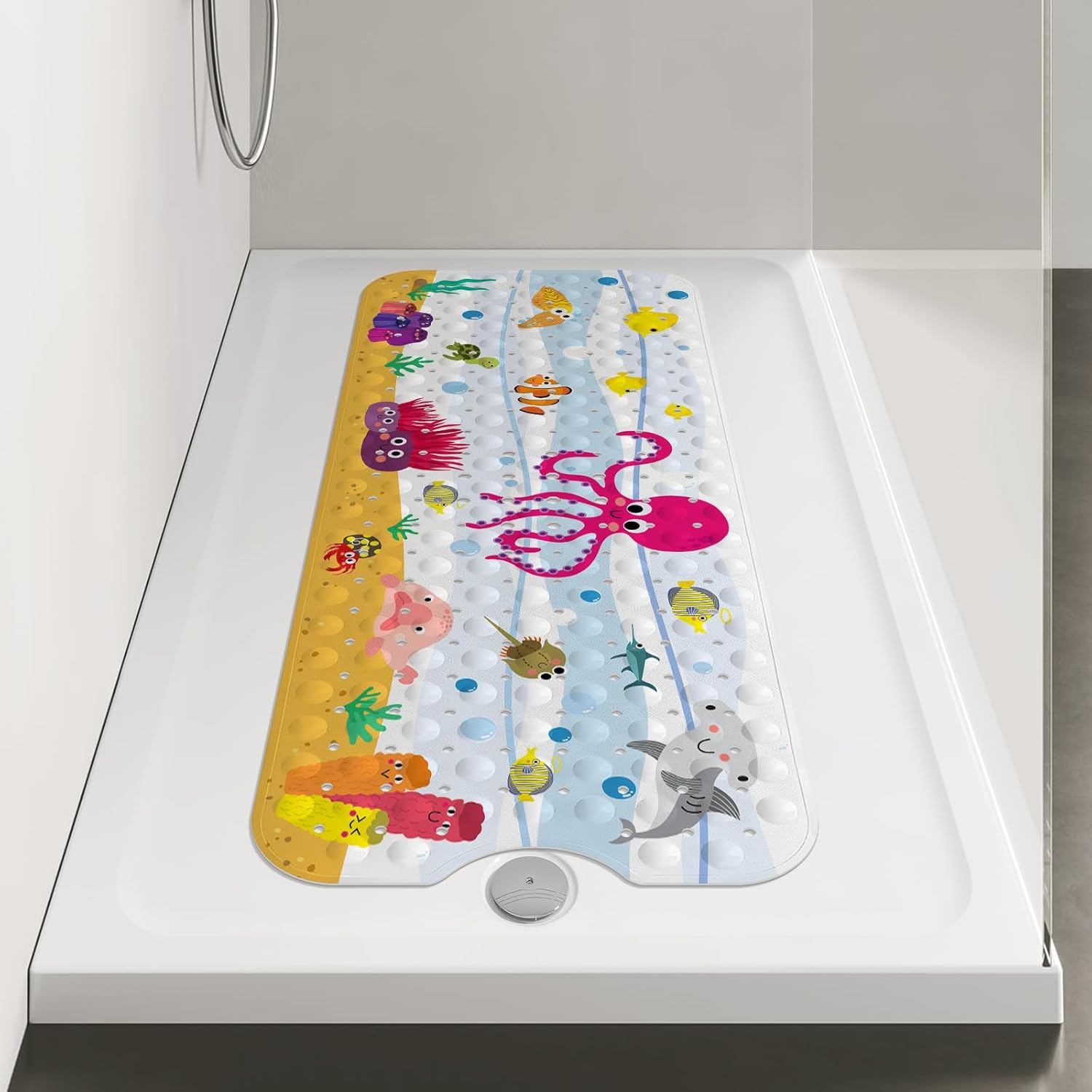 Yolife Kids Bath Mat Adventure 40x16in Suction-Cool Design for toddlers
