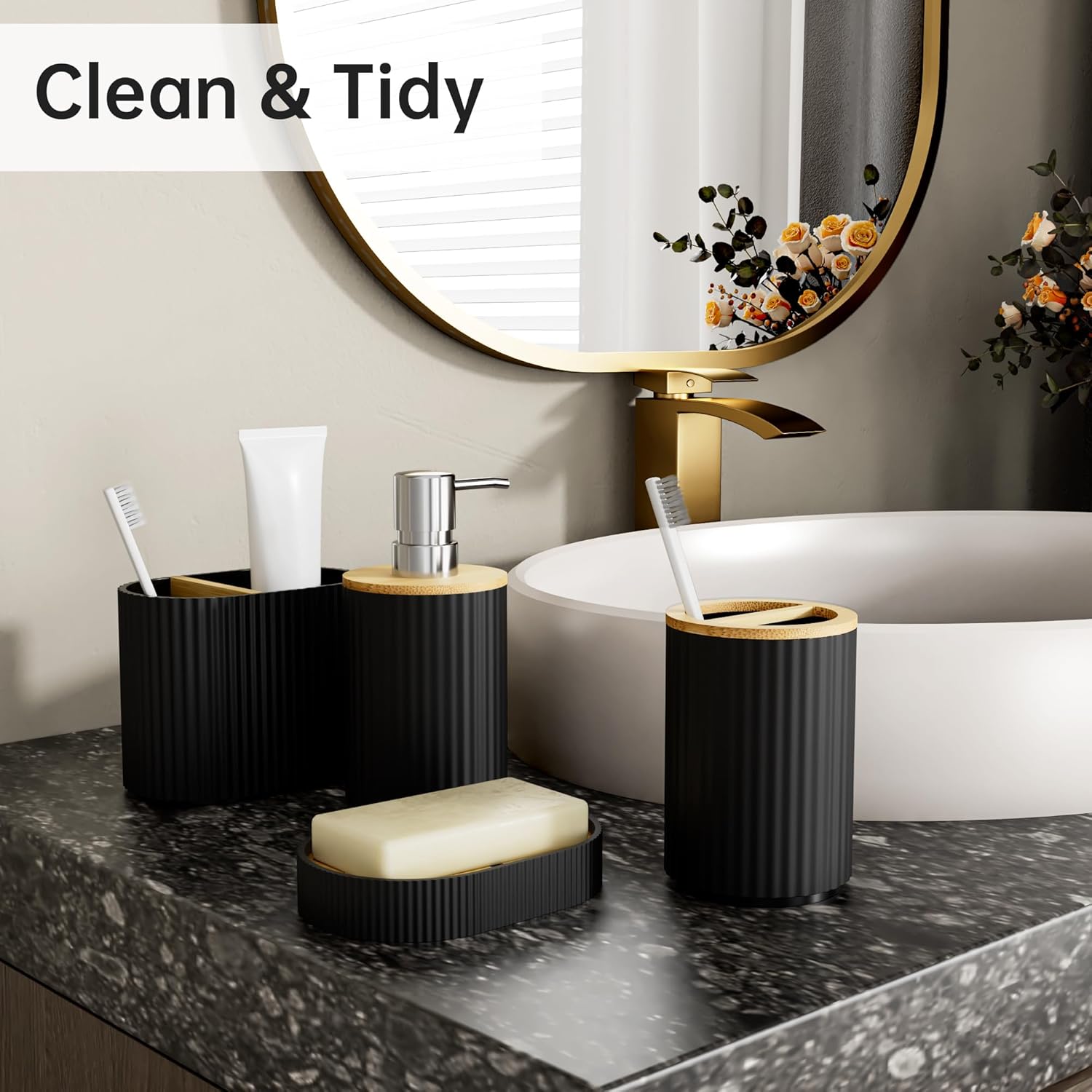 Fun Memories 6-Piece Black Bathroom Accessory Set