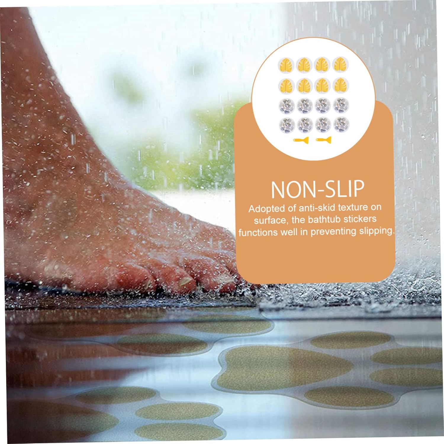 Sticker Set - Anti-Slip Bathroom Leaf Stickers for Safety and Fun