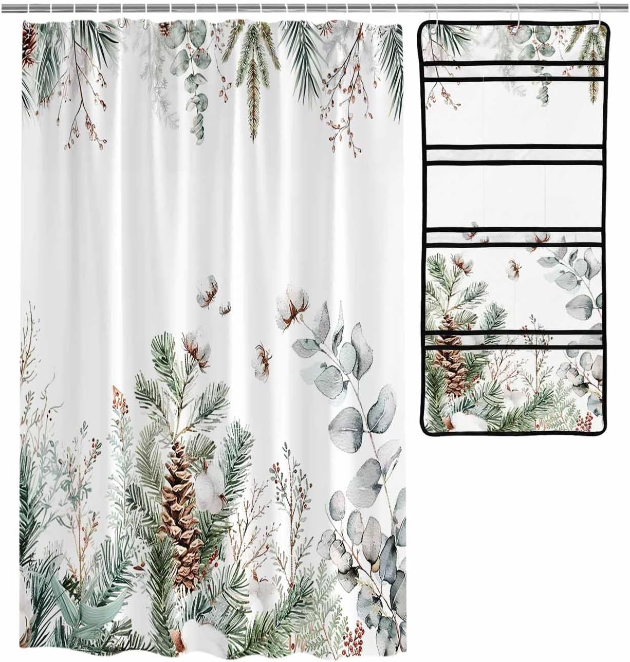 Zfuncing Shower Curtain Mesh Organizer with Hooks