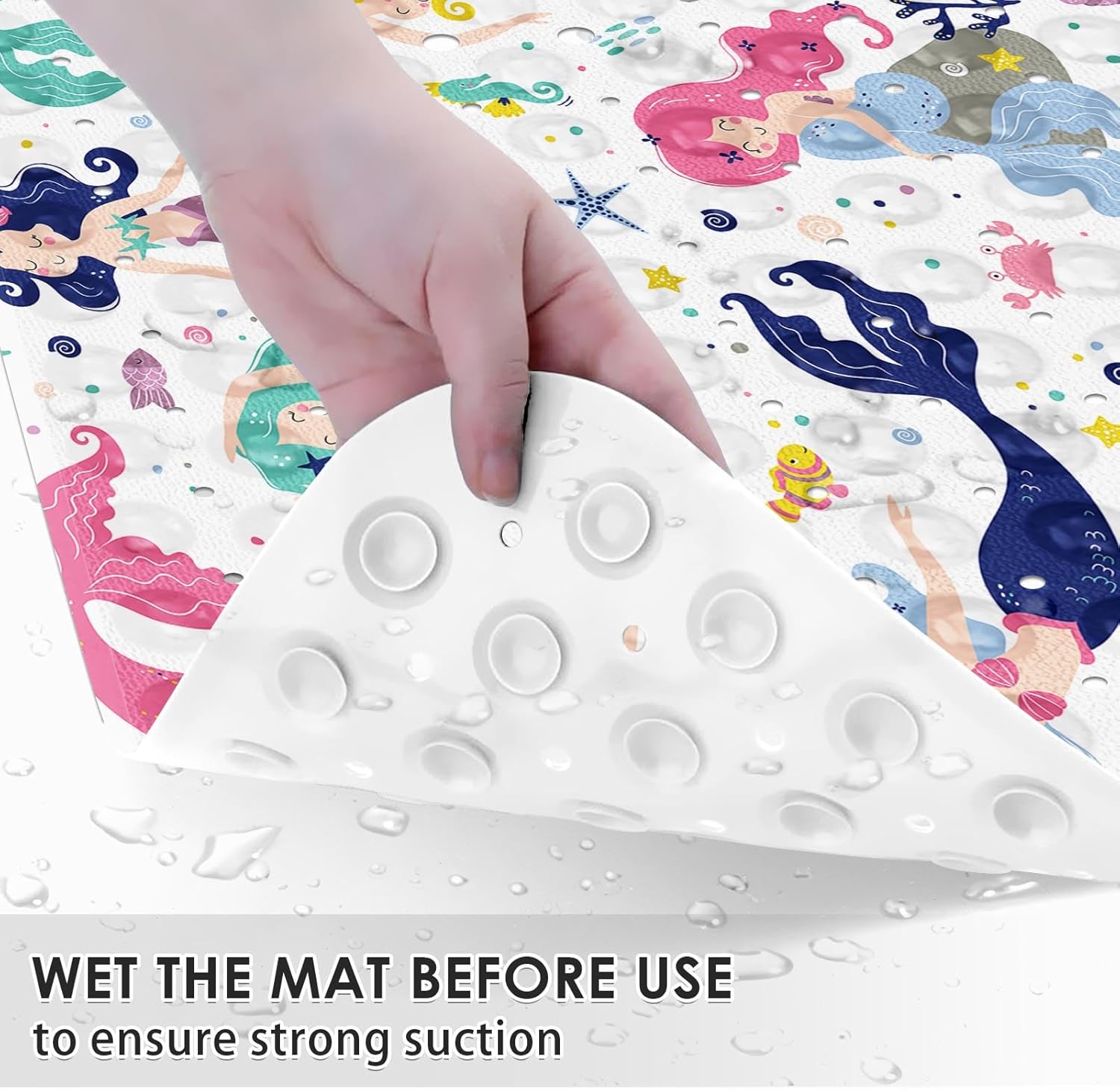 Culudea Cute Kids Sea Bathtub Mat Mermaid Nautical Non-Slip