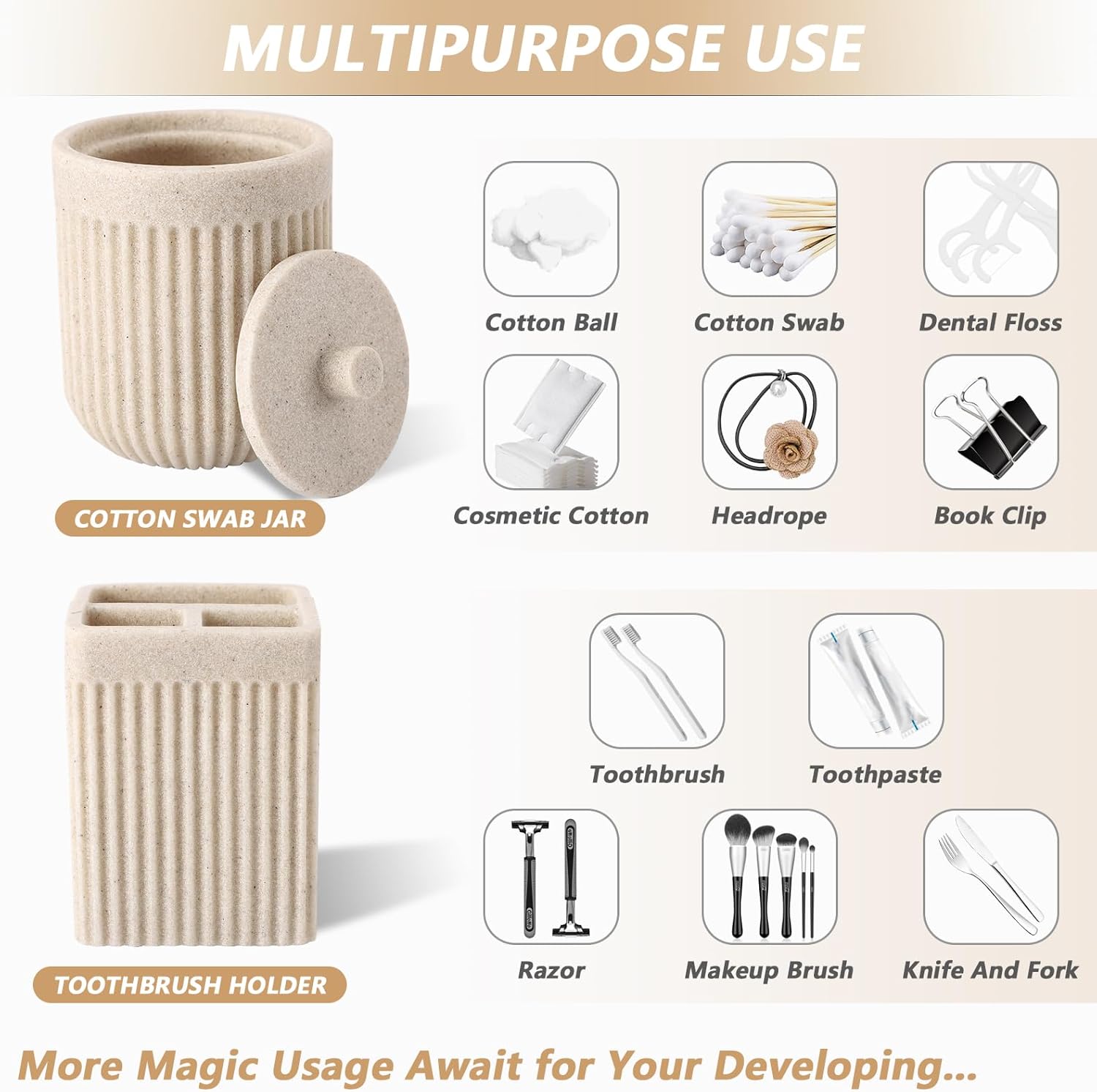 Resin Beige Bathroom Accessories Set 5 Pcs
